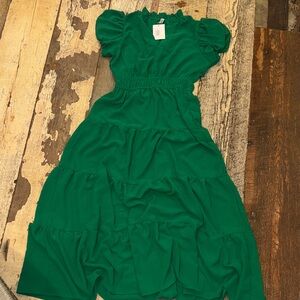 Green Ruffled Kids Dress